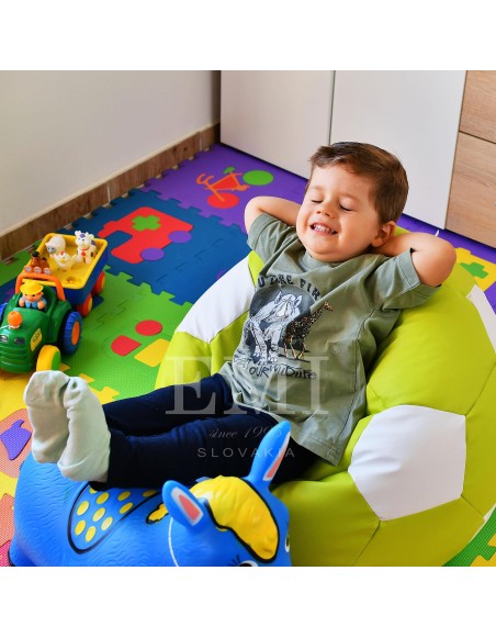 Sedací vak futbalová lopta malá limetkovo-biela EMI