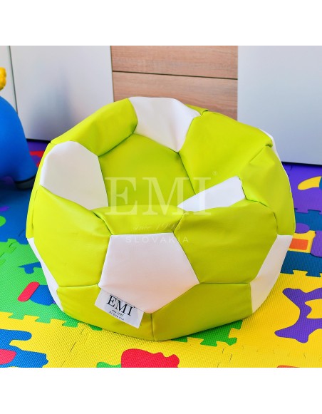 Sedací vak futbalová lopta malá limetkovo-biela EMI