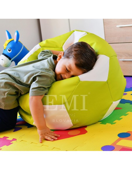 Sedací vak futbalová lopta malá limetkovo-biela EMI