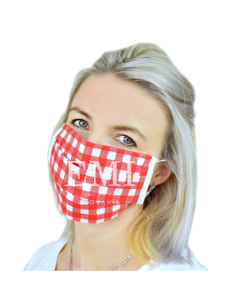 Ochranné rúško dvojvrstvové textilné červené s gumičkou EMI