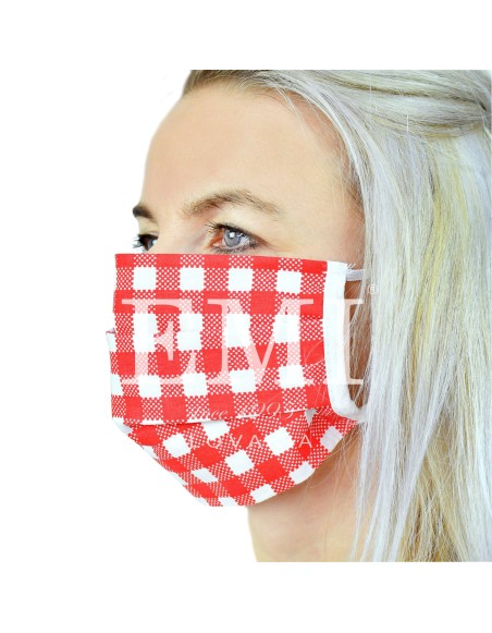 Ochranné rúško dvojvrstvové textilné červené s gumičkou EMI