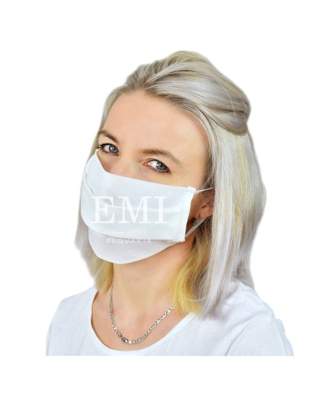 Ochranné rúško dvojvrstvové textilné biele s gumičkou EMI
