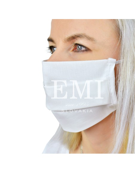 Ochranné rúško dvojvrstvové textilné biele s gumičkou EMI