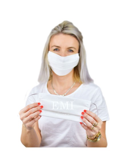 Ochranné rúško dvojvrstvové textilné biele s gumičkou EMI