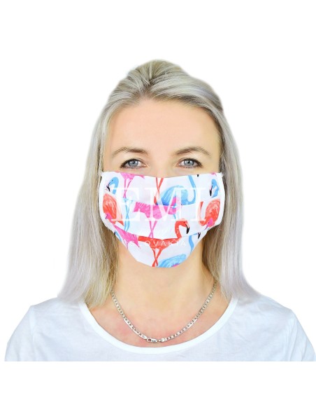 Ochranné rúško dvojvrstvové textilné Plameniak s gumičkou EMI