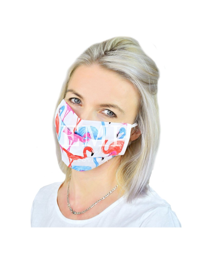 Ochranné rúško dvojvrstvové textilné Plameniak s gumičkou EMI