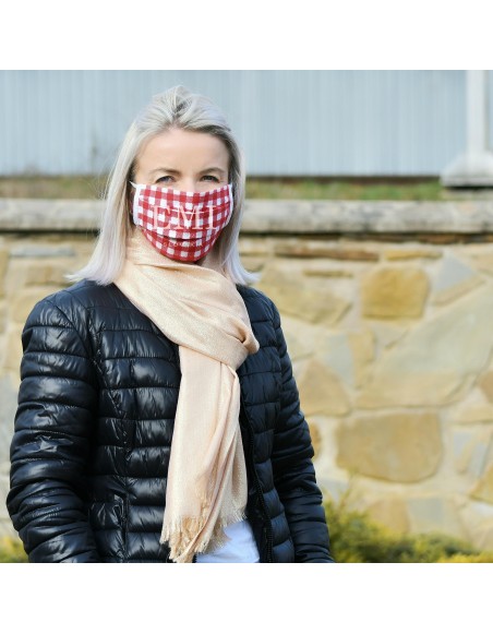 Ochranné rúško dvojvrstvové textilné červené s gumičkou EMI