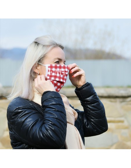 Ochranné rúško dvojvrstvové textilné červené s gumičkou EMI