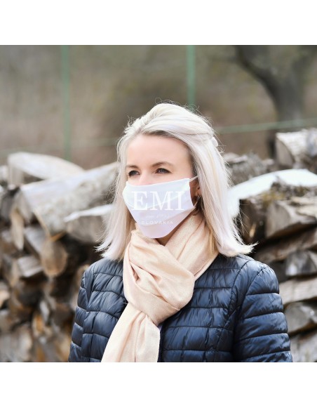 Ochranné rúško dvojvrstvové textilné biele s gumičkou EMI