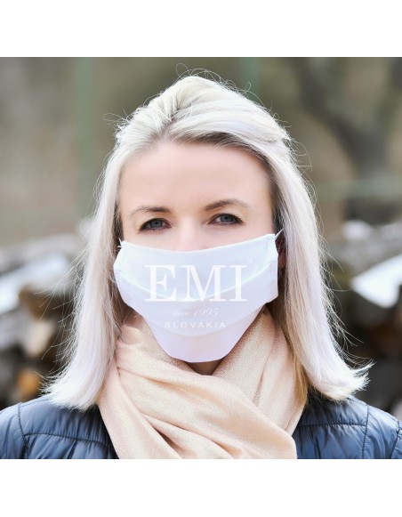 Ochranné rúško dvojvrstvové textilné biele s gumičkou EMI