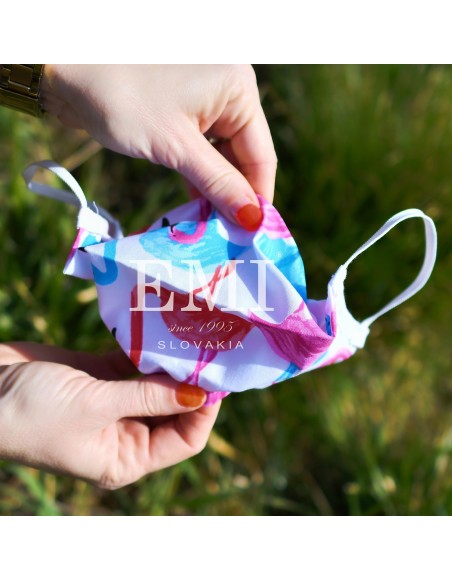 Ochranné rúško dvojvrstvové textilné Plameniak s gumičkou EMI