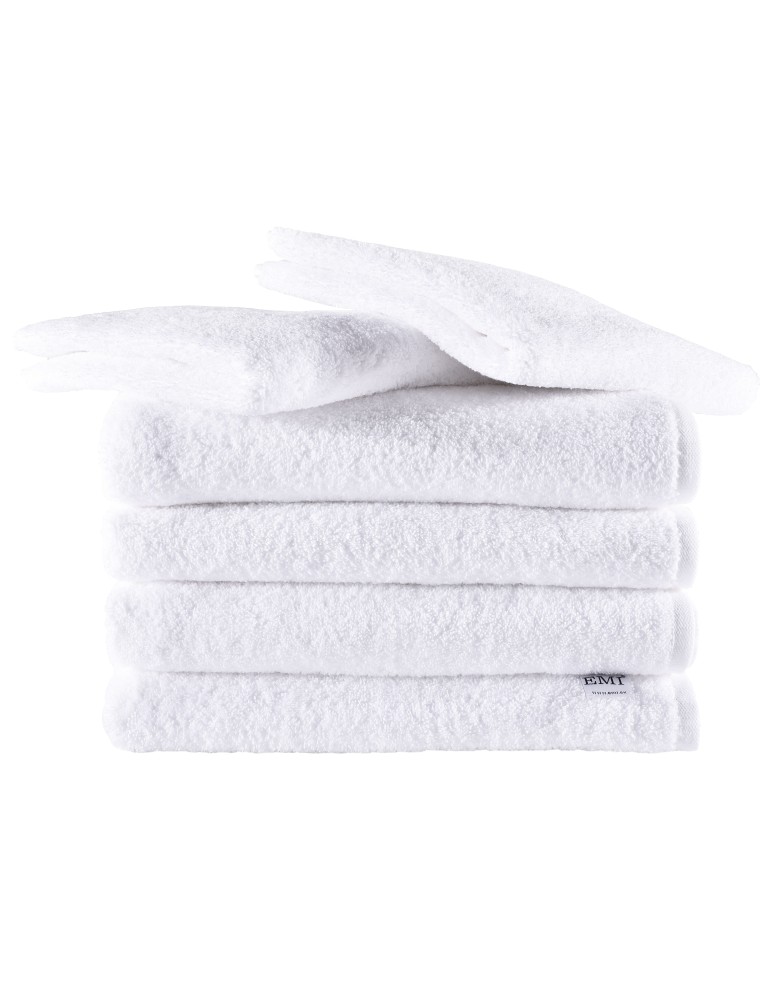 Sada uteráky a osušky bavlnené biele 4 ks 50 x 100 cm + 2 ks 70 x 140 cm EMI