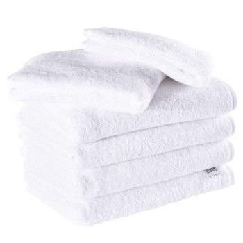 Sada uteráky a osušky bavlnené biele 4 ks 50 x 100 cm + 2 ks 70 x 140 cm EMI