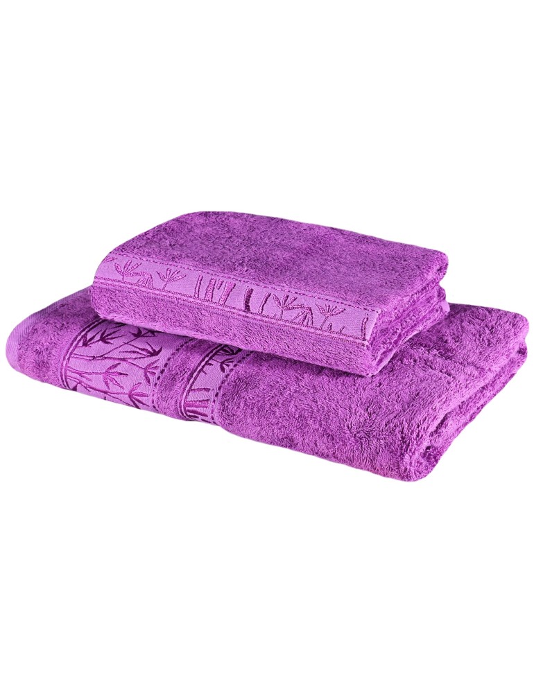 Sada 2 kusov fialovej bambusovej osušky a uteráka EMI