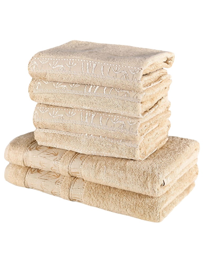 Sada svetlohnedých bambusových osušiek a uterákov EMI