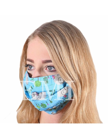 Ochranné rúško dvojvrstvové textilné modré Sloník s gumičkou EMI
