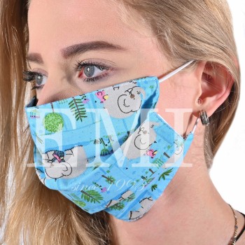 Ochranné rúško dvojvrstvové textilné modré Sloník s gumičkou EMI