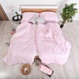set_complet_lenjerie_pat_damasc_roz_emi_aspect_luxos