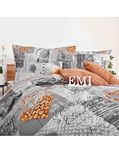 Lenjerie de pat din bumbac Zaos gri EMI