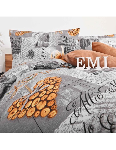 Lenjerie de pat din bumbac Zaos gri EMI