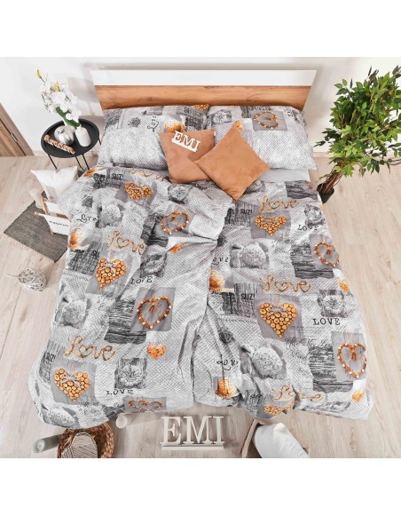 Lenjerie de pat din bumbac Zaos gri EMI