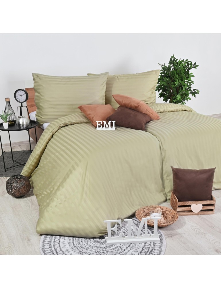 Lenjerie de pat Damask maro și măslin EMI