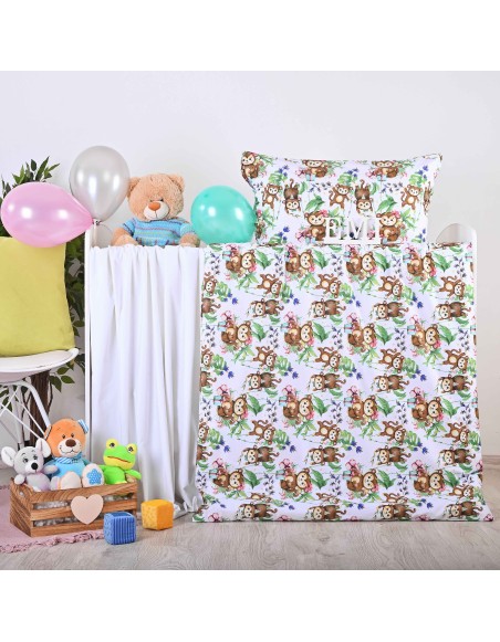Lenjerie de pat pentru copii din bumbac Monkey EMI