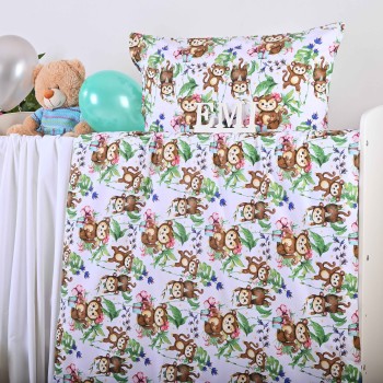 Lenjerie de pat pentru copii din bumbac Monkey EMI