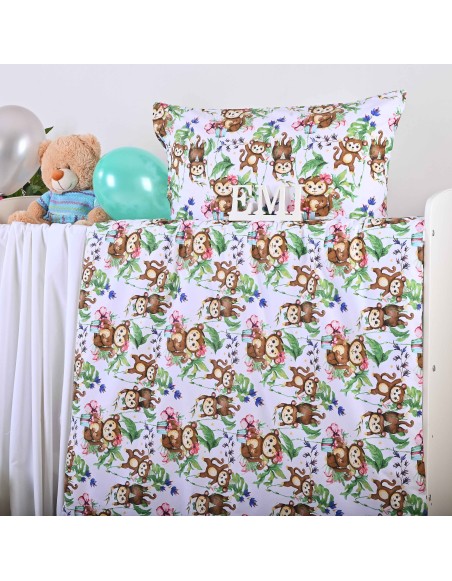 Lenjerie de pat pentru copii din bumbac Monkey EMI