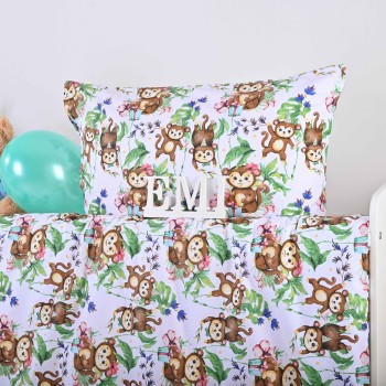 Lenjerie de pat pentru copii din bumbac Monkey EMI