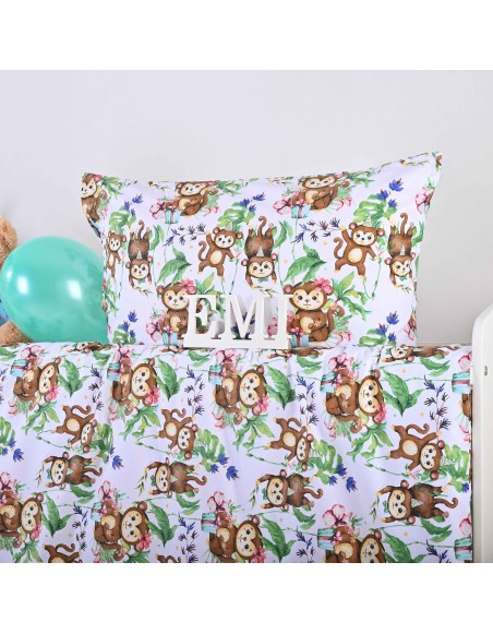 Lenjerie de pat pentru copii din bumbac Monkey EMI