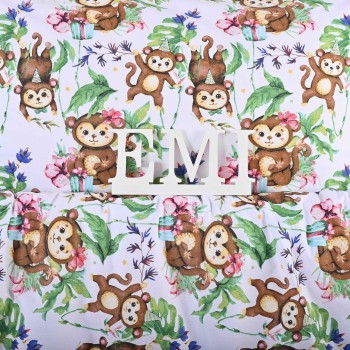 Lenjerie de pat pentru copii din bumbac Monkey EMI