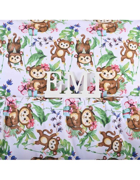 Lenjerie de pat pentru copii din bumbac Monkey EMI