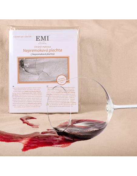 Foaie de pat impermeabil cremă cu elastic în jurul colțurilor EMI