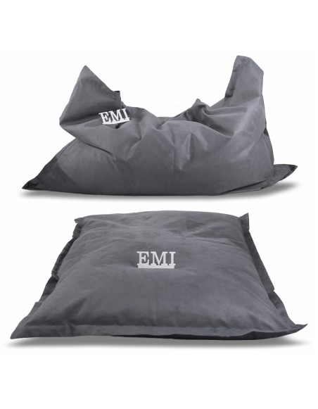 Fotoliu pernă puf relax din piele de căprioară gri EMI