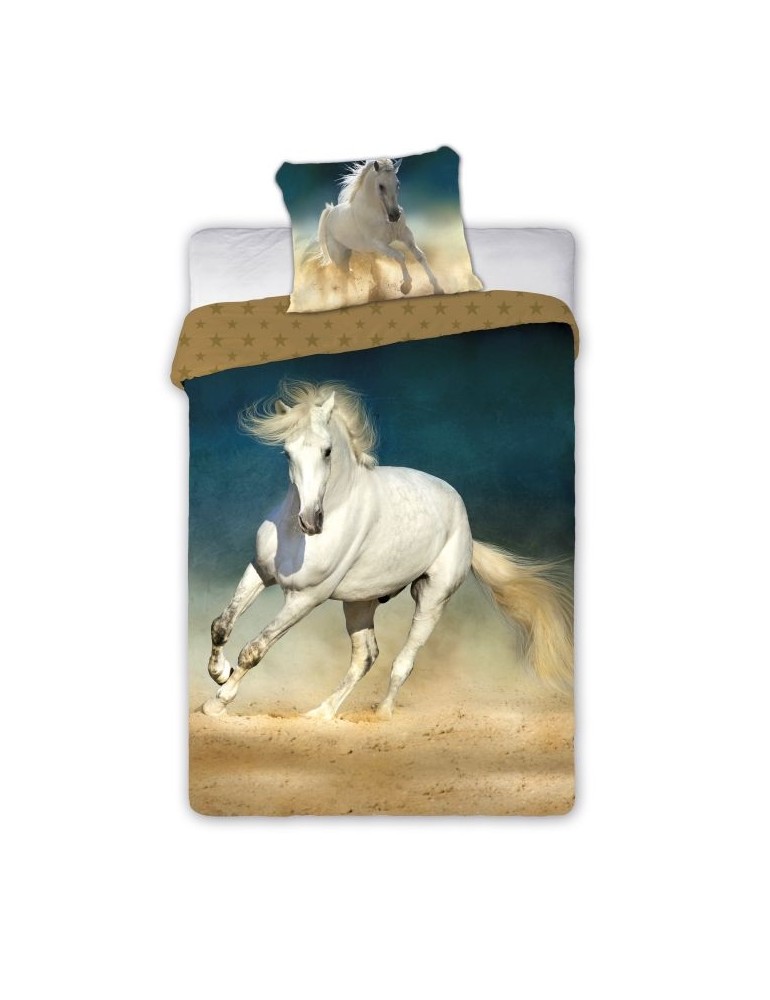 Lenjerie de pat Cal alb 70x90 + 140x200 FARO