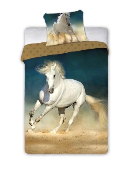 Lenjerie de pat Cal alb 70x90 + 140x200 FARO