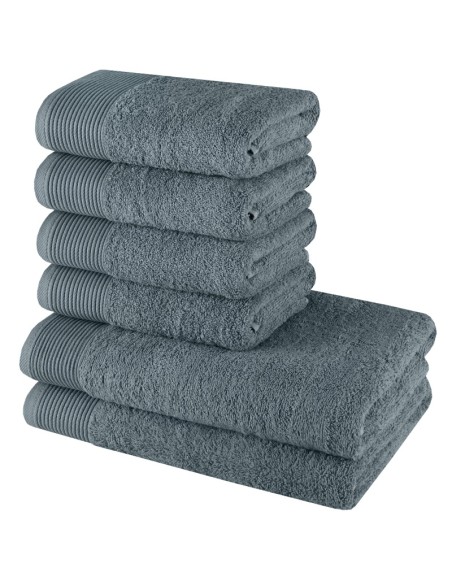 Set de 6 prosoape din bumbac Bella gri EMI