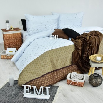 Lenjerie de pat Star satin gri-maro EMI