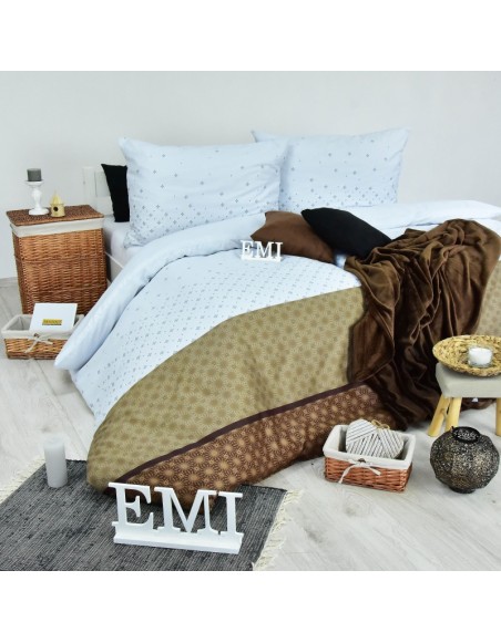 Lenjerie de pat Star satin gri-maro EMI
