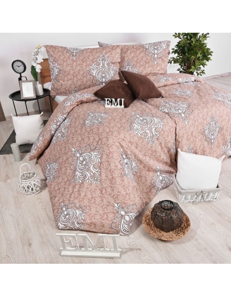 Lenjerie de pat din bumbac Rosina maro EMI