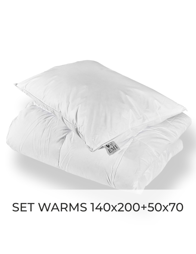 Set cu pilotă cu pene Warms și pernă 140x200 + 50x70 EMI