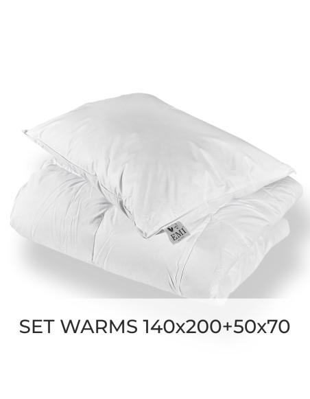 Set cu pilotă cu pene Warms și pernă 140x200 + 50x70 EMI