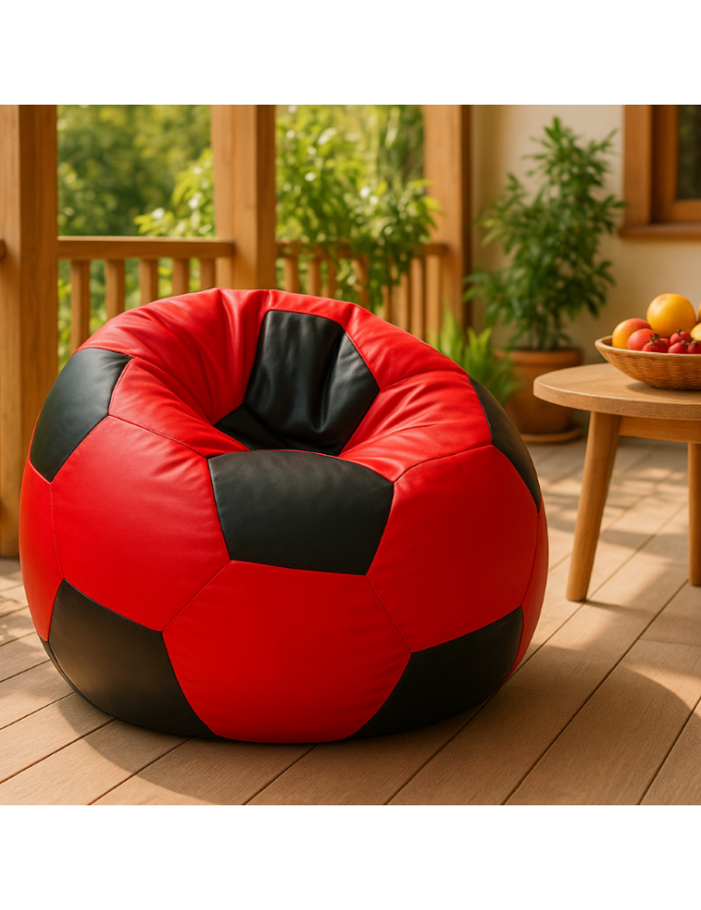 Scaune sac mingea de fotbal roșu-negru EMI Scaune sac mingea de fotbal roșu-negru EMI