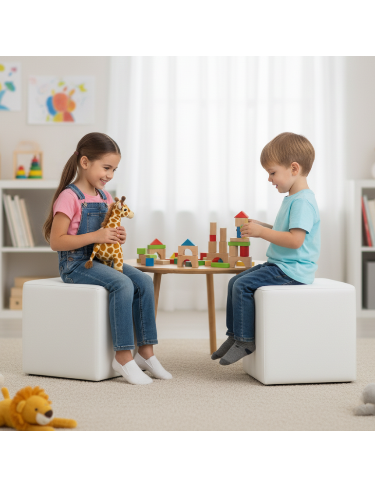 Scaun sac taburet cub alb EMI Scaun sac taburet cub alb EMI