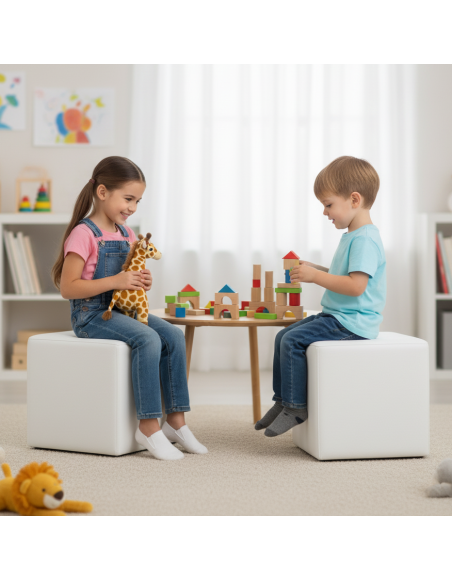 Scaun sac taburet cub alb EMI