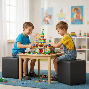 Scaun sac taburet cub negru EMI