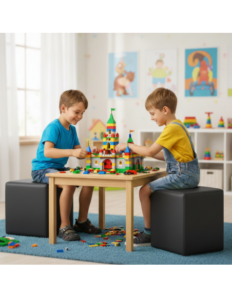 Scaun sac taburet cub negru EMI