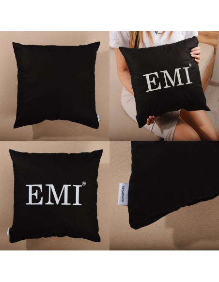 Pernă 40x40 imprimată negru EMI