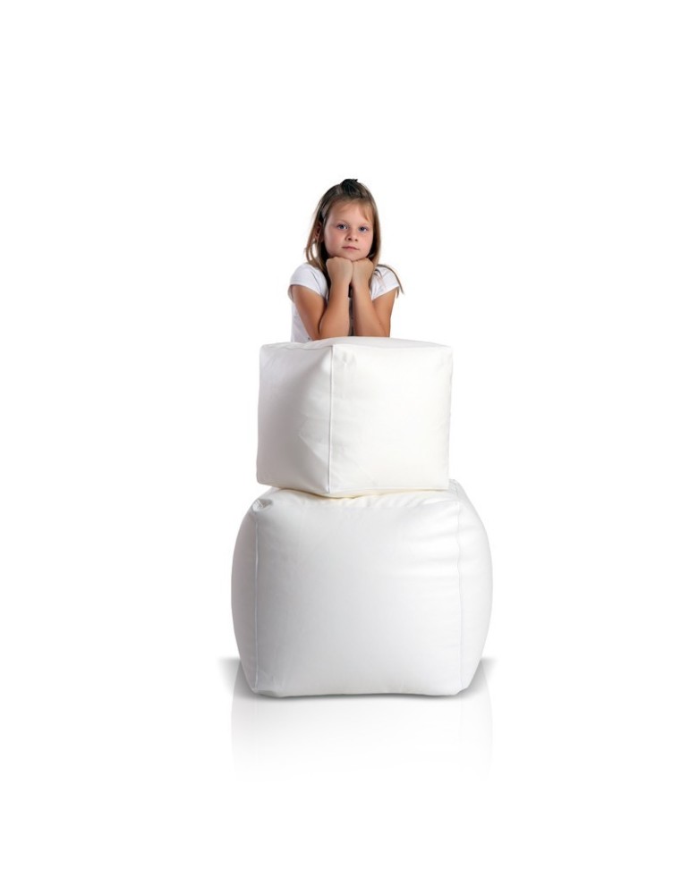 Scaun sac taburet cub mic alb EMI